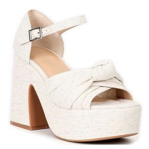 NEW Copper Key Picnic Linen Platform Sandals